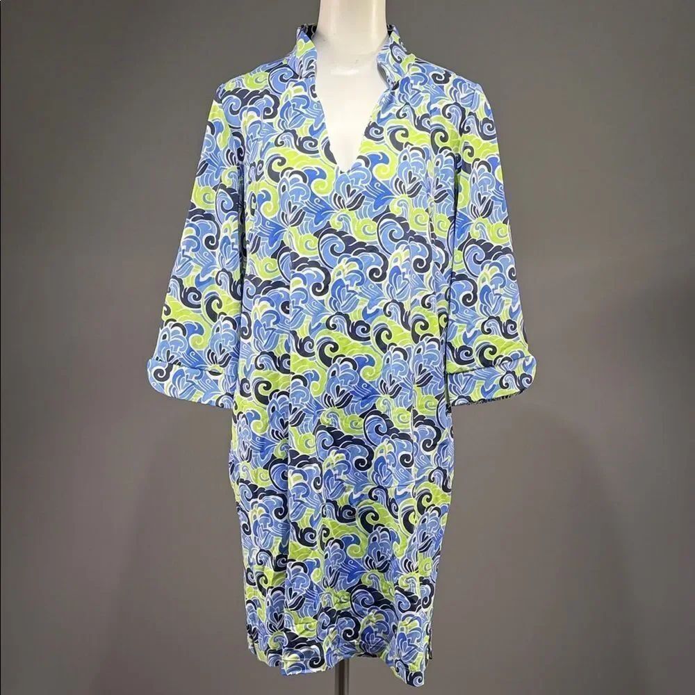 Katherine Way Blue and Green Swirl Dress (rack9)